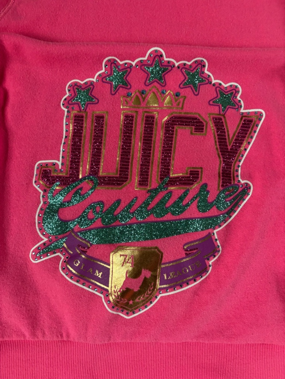 Juicy Couture Hot Pink Girls' Hooded Sweatshirt with Glitter Logo - Picture 3 of 6
